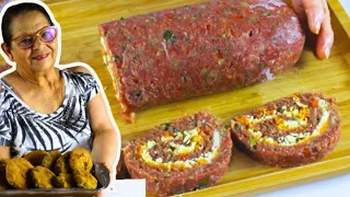 ROCAMBOLE DE CARNE MOÍDA RECHEADO | INCRÍVEL SEM FORNO FIZ ESTA RECEITA.