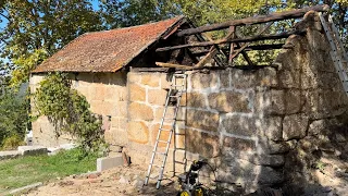 ABANDONED STONE COTTAGE RESTORATION - Removing The Old Rotten Roof - Can we save it?