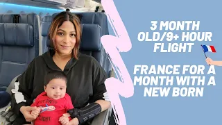 Flying with a 3-month-old 2022| 9+ hour flight with a new born| baby's first international flight.