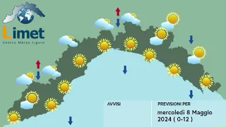 Previsioni Meteo Limet per Mercoledì 8 Maggio 2024 in Liguria