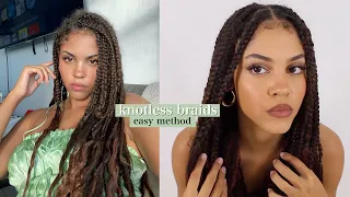 BEGINNER TRIES KNOTLESS BRAIDS FOR THE FIRST TIME | 2 EASY WAYS