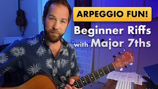 Beginner Arpeggio Fun! One Shape, 10 Riffs (Dmaj7 & Amaj7)