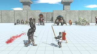 2 VS 1 MUTANT PRIMATES WITH OLD GORO VS ALIEN WITH ANCIENT HUMANS - Animal revolt Battle Simulator