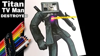 Como Dibujar a Titan Tvman ( DESTRUIDO ) de Skibidi Toilet | how to draw titan tv man destroyed