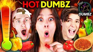 We Ate The World's Hottest Gummy Bear And Tried To Answer Easy Questions! | Hot Dumbz