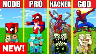 SPIDERMAN HOUSE BUILD CHALLENGE! Minecraft Battle: NOOB vs PRO vs HACKER vs GOD Animation SPIDER MAN