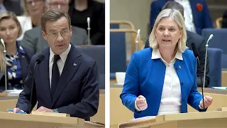 Ulf Kristersson kan inte svara på var gränsen går för Moderaterna –Partiledardebatt i riksdagen 2023