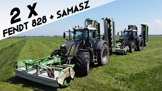 Mowing first cut | 2 x Fendt 828 + Samasz Triple Mower | Loonbedrijf Wierda