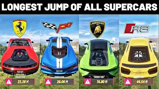 FORZA HORIZON 5 - WHICH SUPERCAR COVERS THE LONGEST DISTANCE IN JUMP || ALL SUPRCARS || FULLY TUNED