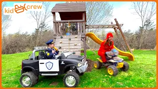 Catching criminal with police car and drone after ATV chase. Educational | Kid Crew