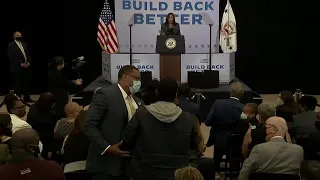 Vice President Kamala Harris heckled as she pushes Build Back Better