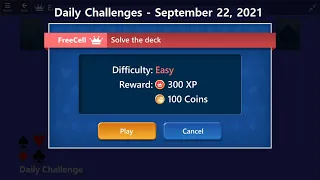 Microsoft Solitaire Collection | FreeCell Easy | September 22, 2021 | Daily Challenges