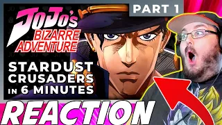 Jo Jo Bazar Adventures Stardust Crusaders [Part 1] In 6 Minutes - By @TeamFourStar REACTION!!!