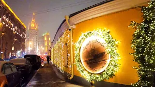 ⁴ᴷ⁶⁰ Walking Moscow 🎄 Christmas Decorations 🎅 on Povarskaya Street 🎄