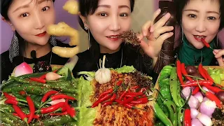 Crispy Giant Shrimp Cutlets | Garlic chili eating show | spicy hot pot with alots off chili 🌶️🔥🥵