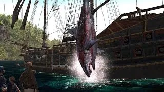 Assassin's Creed 4 gameplay - Hunting a great white shark