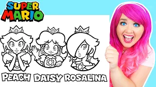 Coloring Super Mario Princess Peach, Daisy & Rosalina Coloring Pages | Prismacolor Paint Markers