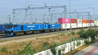 Indian Freight Trains // Double Stack Containers Trains at Wdfc