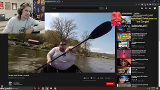 xQc reacts to fat guy sings Moana in a canoe