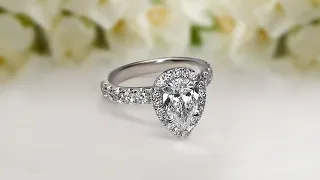 Custom Pear-Shaped Diamond Halo Engagement Ring