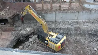 [Schwerstarbeit] CAT336F bei Rückbau U-Bahn-Tunnel auf Stuttgart 21 Baustelle | 30.11.18| #S21