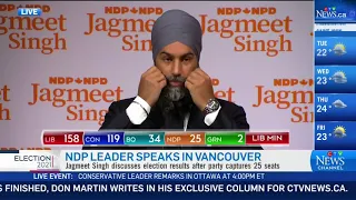 NDP Leader Jagmeet Singh speaks after Liberal win