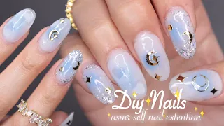 🧊 baby blue gel x nails 🦋 asmr self nails at home 🫧