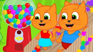 Cats Family in English - Gumball Machine Attraction Cartoon for Kids