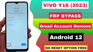 ViVO Y16 FRP BYPASS 2023 ( NO Reset Option ) Vivo Y16 Google Account Lock Remove Android 12