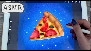 iPad ASMR - Painting a slice of Pizza - Whispering - Writing/Drawing Sounds