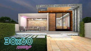 30x60 Feet Singlex House Design | Single level open floor plan allowing free flow areas | ID-156