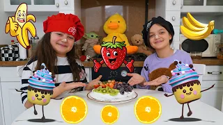 Masal and Öykü made a birthday cake together - Funny kids video