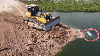 Update Building Road Project! Super Strongly SHANTUI DH7C2 Bulldozer Process with Dump Trucks 25t