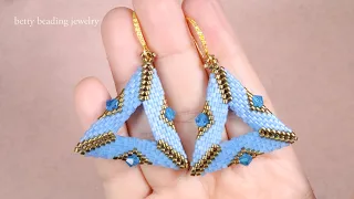 Triangle beaded earring with bicon beads .beading tutorials