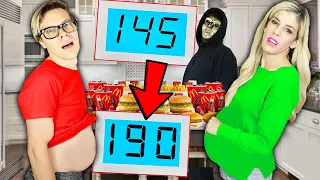 Matt vs. Rebecca Who Can Gain the Most Weight in 24 hours Challenge! (Defeat Hacker in Rare Mystery)