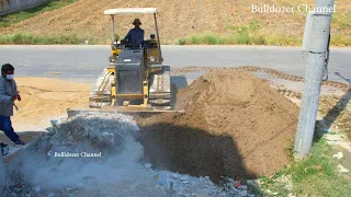 Starting New Project Amazing Landfill By Miniature Truck Unloading Dirt And Dozer Komatsu Pushing