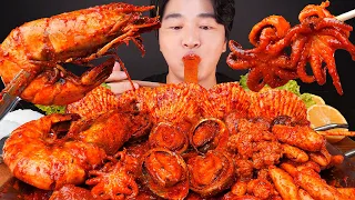 ASMR MUKBANG | SPICY SEAFOOD BOIL  GIANT SHRIMP, OCTOPUS, ABALONE, SCALLOP EATING SOUDNS 해물찜 먹방