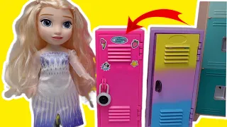 Elsa and Anna toddlers Back to School Locker Organization with Elsa