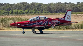 1x RAAF PC-21 Roulette Low Fly By -  Landing and Takeoff at Bendigo Airport