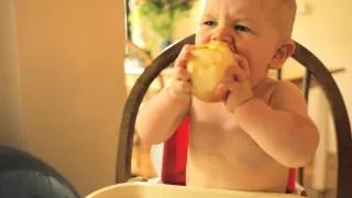 Baby eats an Apple
