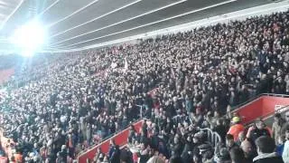 Manchester United fans at Southampton louis van gaals red and white army