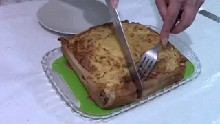 Блинный пирог с курицей и грибами на Масленицу, очень вкусно!