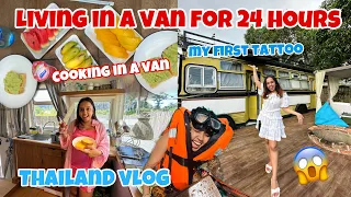 Living in a bus for 24 Hours in thailand + my first tattoo 😱