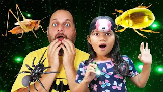 Nighttime Bug Hunt With Zoe & Daddy! CATCHING BUGS FOR KIDS!