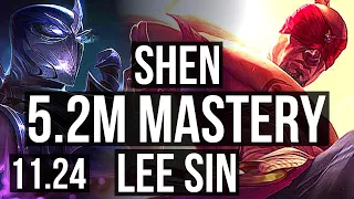 SHEN vs LEE SIN (JNG) | 5.2M mastery, 11/4/18, 500+ games | NA Master | 11.24