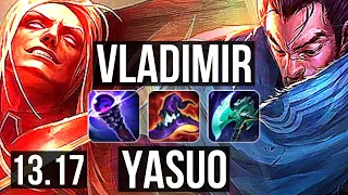 VLAD vs YASUO (MID) | 1300+ games, 1.1M mastery, 11/3/7, Dominating | NA Master | 13.17