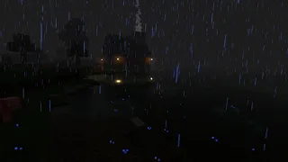 🌧 Minecraft Heavy Rainfall and Lakeshore Cabin Ambience w/music 🌧