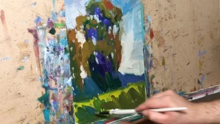 JOSE TRUJILLO Impressionist Oil Painting Demo - Eucalyptus Trees Alla Prima