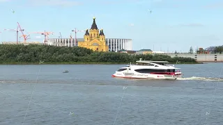 Nizhny Novgorod, Russia, 08.19.2023. The Volga River. River trips on the river steamer.