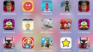 Rescue Cut,FunRace3D,HelloStars,Scary Teacher 3D,RedBall4,Stickman Jailbreak,CutTheRope,,Minion Rush